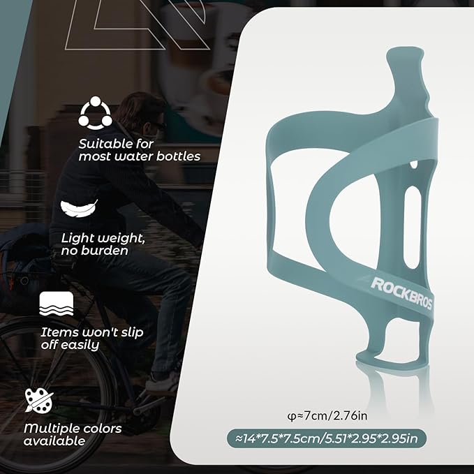 ROCKBROS Bike Water Bottle Cage Holder Lightweight Alloy Aluminum Bicycle Water Bottle Holder Cages Secure Hold Brackets for MTB, Road,Gravel Bike，Grey
