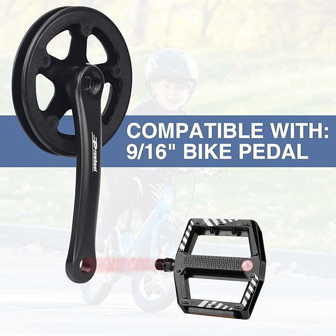WEEROCK Prowheel Bike Crankset 1 Piece/Single 32T Charing Crank Set with 170mm Arm and Doulbe Chain Covers for Bicycle MTB, Folding Bikes, Compatible with 6/7/8/9/10 Speeds Freewheel