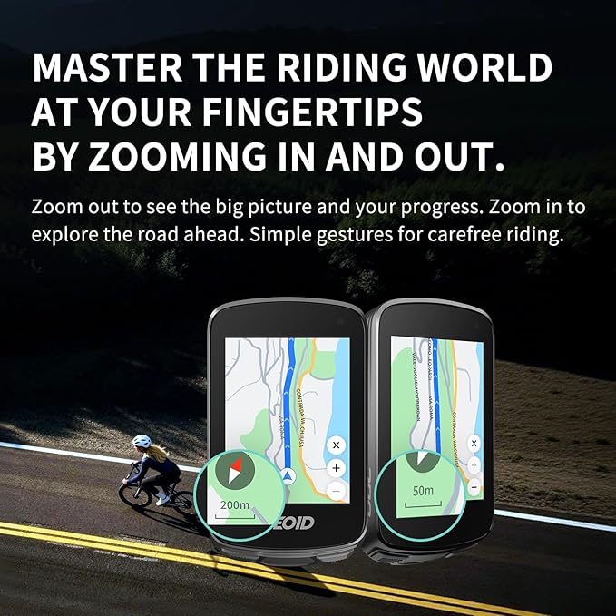 GEOID CC700 Pro 2.8" Color Touchscreen GPS Bike/Cycling Computer, Map Navigation with Re-Route Planning, WiFi Auto-Sync, ANT+/Bluetooth, Message Notification, IPX7 Waterproof, Free Indoor Training
