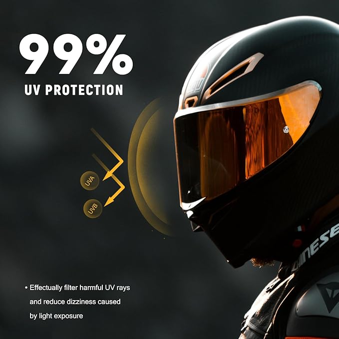 XINGWU Motorcycle Helmet Visor Replacement for Tinted C10 Helmet Visor with Anti-fog Rainproof Film UV Protection Face Shield (Deep Black)