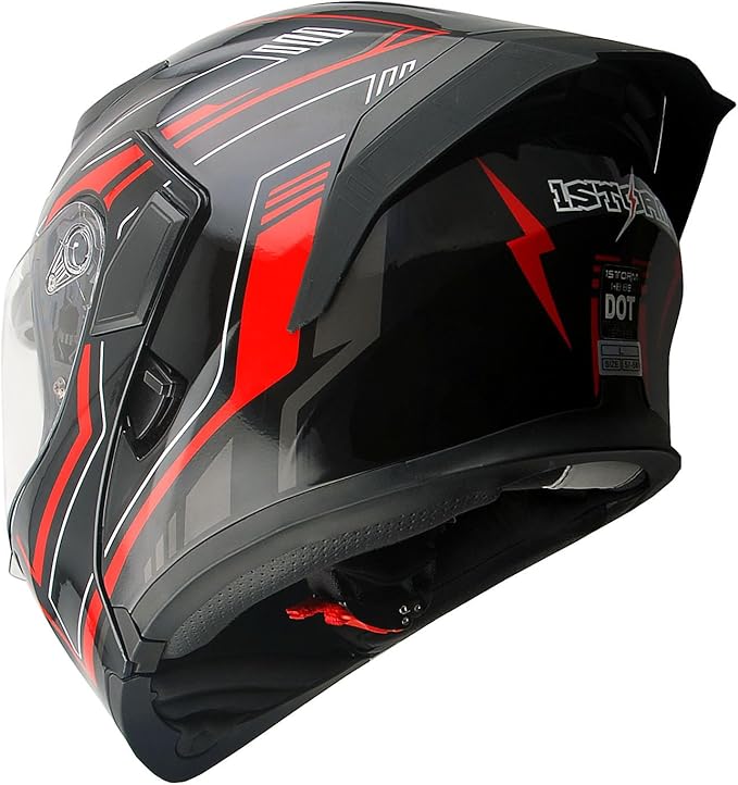 1Storm Motorcycle Modular Full Face Helmet Flip up Dual Visor Sun Shield: HB89 Arrow Red