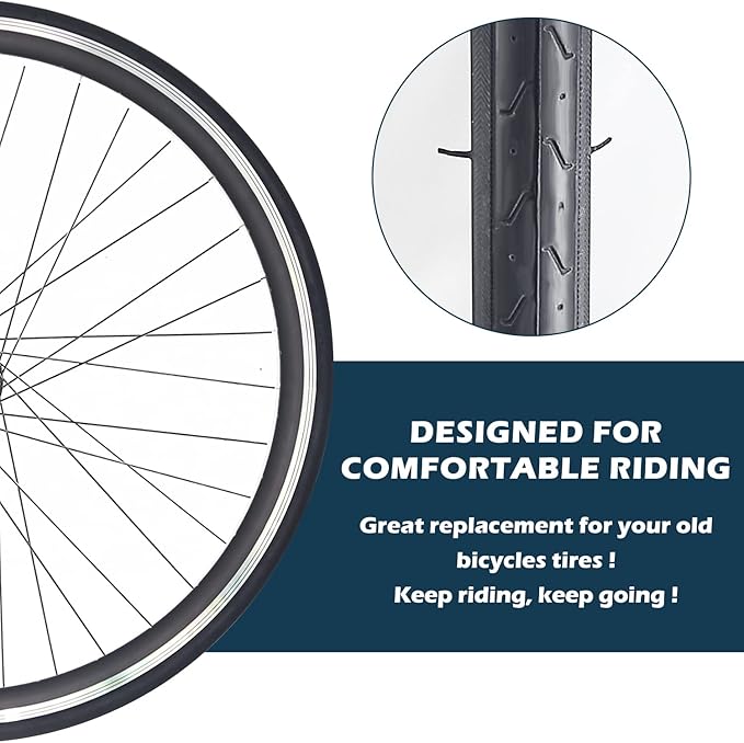 1 or 2 Pack 700X23C/25C/28C/35C Road Bike Tires with or Without 2 Inner Tubes Presta Valve and 2 levers for City Commuter Road Pavement Garden Trail Bike Tires