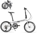 ROCKBROS MBS 20-Inch Folding Bike, 25 lb Portable Lightweight Aluminum Frame, Shimano 8-Speed, V-Brakes, Adjustable Foldable Commuter Bike for Adults & Women