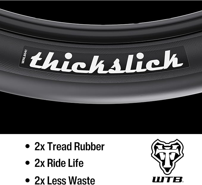 WTB ThickSlick Hybrid Bike Tire (26"/29"/700c) Wire Bead - Slick Tread - Commuter & Campus (Black/White, Optional Flat Guard)