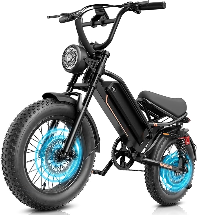 Jasion 3000W/2000W Electric Bike for Adults Teens,Electric Dirt Ebike 80/55 Miles Range,Moped Style E Bike 32/28MPH,20"/16"*4 Fat Tire Off Road Bike with Cruise Control,Dual Suspension E Motorcycle
