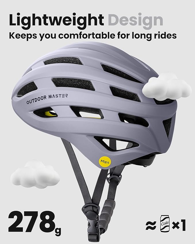 OutdoorMaster MIPS Bike Helmet for Adults-Two Removable Liners & Ventilation in Multi-Environment - Road Bicycle Helmets in Mountain, Motorway for Youth & Adult