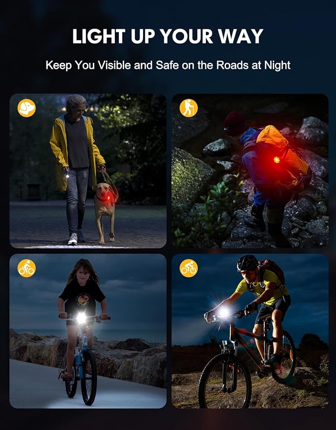 Bike Lights Super Bright, Rechargeable Bicycle Lights Set Multiple Modes, Waterproof Bike Lights for Night Riding/Cycling Safety, Front and Back Bike Reflectors Light, Long Battery Life