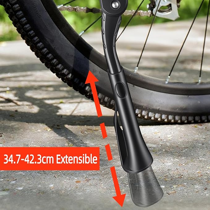 Heavy Duty Bike Kickstand 24"-29", Non-Slip Large Foot with Cleats for Electric Bike, Adult Bike, Mountain Bike.Aluminum Alloy Material, Required 2 Holes in Bike Chainstay(40mm Apart).