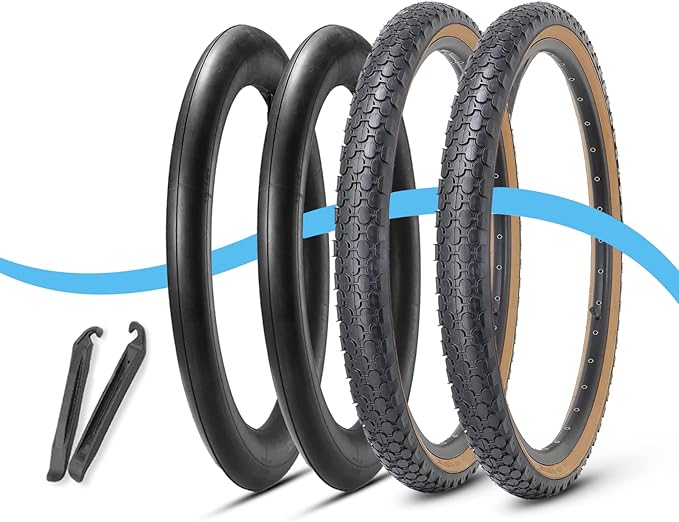 MOHEGIA 24/26 Inch Cruiser Bike Tires Set: 24x2.125/26x2.125 Inch Classic Folding Bicycle Tires,and Pair Inner Tubes with Tire Levers for Beach Cruiser City Bikes