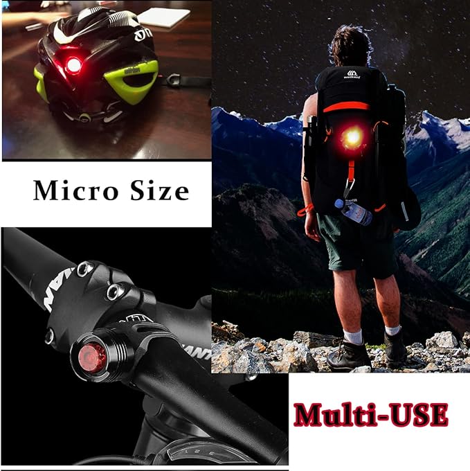 2PCS Rear Bike Tail Light Mini Strap-On LED Micro Bicycle Lights,180 Degree Visibility - Safety on All Sides