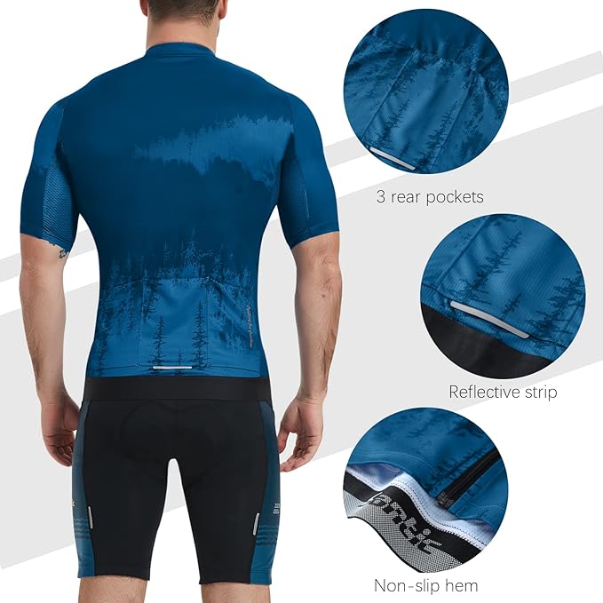 Santic Men’s Cycling Jersey Short Sleeve Bike Shirts for Men Bicycle Jacket with Pockets Breathable & Quick Dry Yorkson
