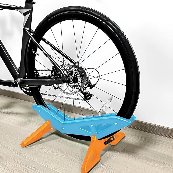 Bike Stand Portable Floor Rack For Bicycle Park Adjustable Bike Floor Stand Storage Fit 20"-29" Mountain Road Bicycle for Home Garage Parking,Blue Orange