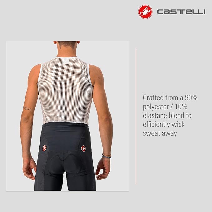 CASTELLI Men’s Core Mesh 3 Sleeveless, Lightweight Breathable Base Layer for Hot Weather Cycling, Quick-Dry Riding Undershirt