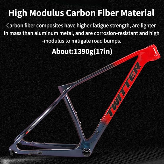 Carbon Fibre Mountain Bike Frame 27.5/29er 15/17/19in XC Cyclocross Disc Brake Bikes Frame 135mm QR Shifter Brake Internal Routing Press-in BB92*41mm(Dark Gray,29 * 19")