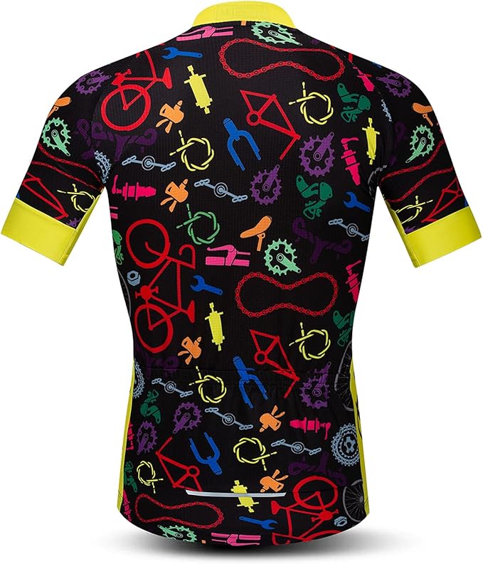 Men's Cycling Jerseys Tops Biking Shirts Short Sleeve Full Zipper Bike Clothing