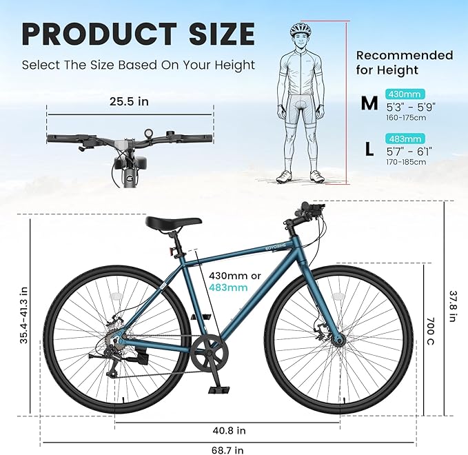 NAIZEA 700C Hybrid Bike for Adults, Aluminum Frame Step-Over Bicycle, 8-Speed Vintage Retro Road Bike for Men and Women, City Commuter Cycling, Multiple Colors