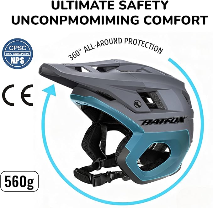 BATFOX Mountain Bike Helmet for Men Women Adults MTB Cycling Bicycle Helmet for Adjustable and with Visor