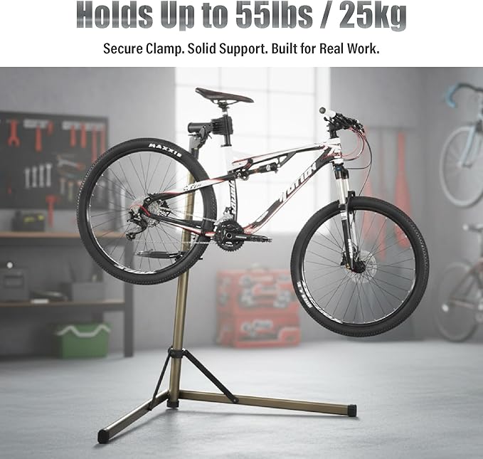 BikeHand Bike Repair Stand - Home Portable Bicycle Mechanics Workstand - for Mountain MTB Road Bikes Maintenance - Max. 55 lbs