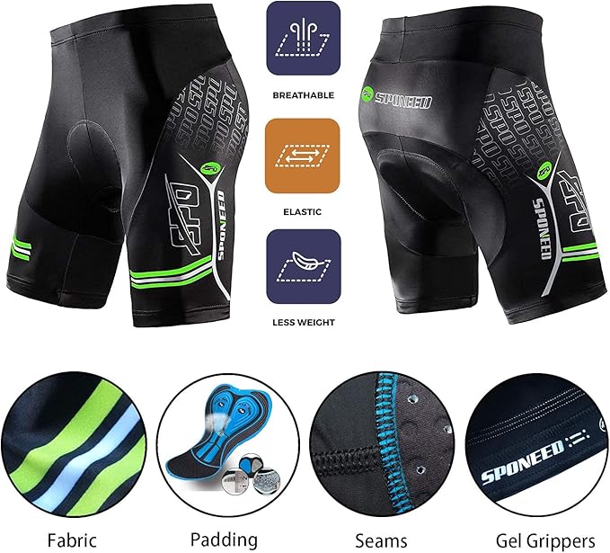 sponeed Men Bike Shorts Cushioned Biking Wear Gear Road Cycling Bottoms