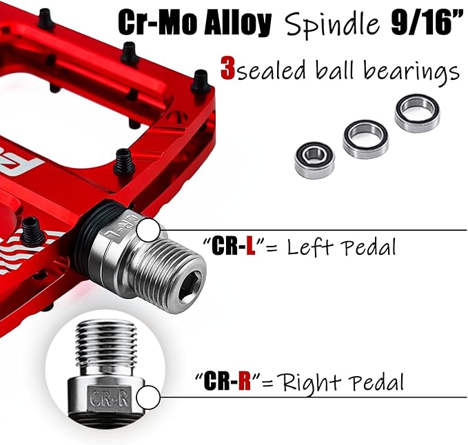Bike Pedals 9/16" Lightweight Non-Slip Bicycle Platform Pedals - Fits Most Adult Bikes & Mountain Bikes &MTB, Road Bikes and Slip-Resistant Design