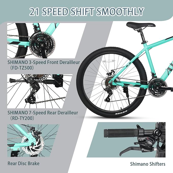 AVASTA AV300 26 27.5 inch Mountain Bike with 21-Speed, Aluminum Frame, Dual Disc Brake, Comfortable Saddle, Multiple Colors