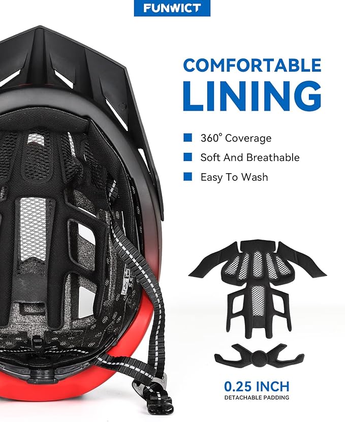Adult Bike Helmet with Visor and Goggles for Men Women Mountain Road Bicycle Helmet Rechargeable Rear Light Cycling Helmet