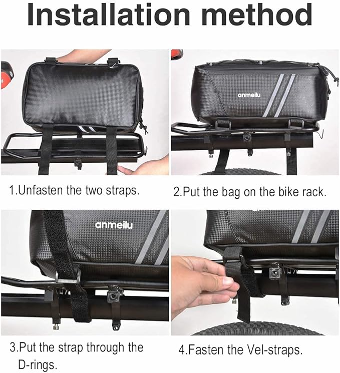 Bike Rack Bag Bike Bags for Bicycles Rear Rack Bike Trunk Bag Back Seat Carrier Saddle Luggage Storage Pack Bicycle Cargo Panniers Fat Tire Bike Folding Ebike Travel Cycling Waterproof Small