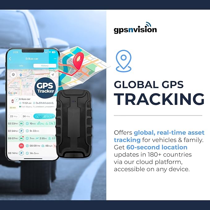 GPS Tracker for Vehicles with Built-in 6 Month Battery - Real Time GPS Tracker & Speed Alerts - Hidden Magnetic GPS Tracker for Cars, Fleets, Trailers - Subscription Required (USA Support)