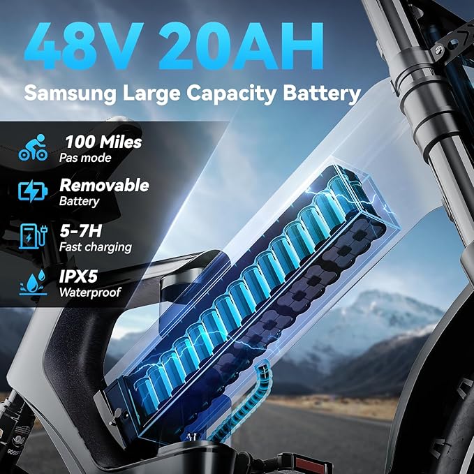 3000W/2000W Peak Dual Motor/Single Motor Foldable Electric Bike for Adults, 52V 30Ah Removable Battery, 35 MPH & 120 Miles, 20"x4.0" Fat Tire Mountain Bicycle, Magnesium Alloy Frame Dirt Ebike