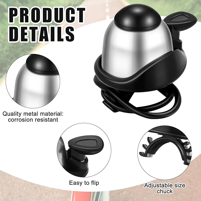 Mudder 2 Pcs Bike Bell Adjustable Bike Ring Bell Aluminum Bike Ring Bicycle Cycling Bell Cycling Ringing Horn with Loud Sound Mini Bike Bell for Adults Kids Road Bike Mountain Bike Sports