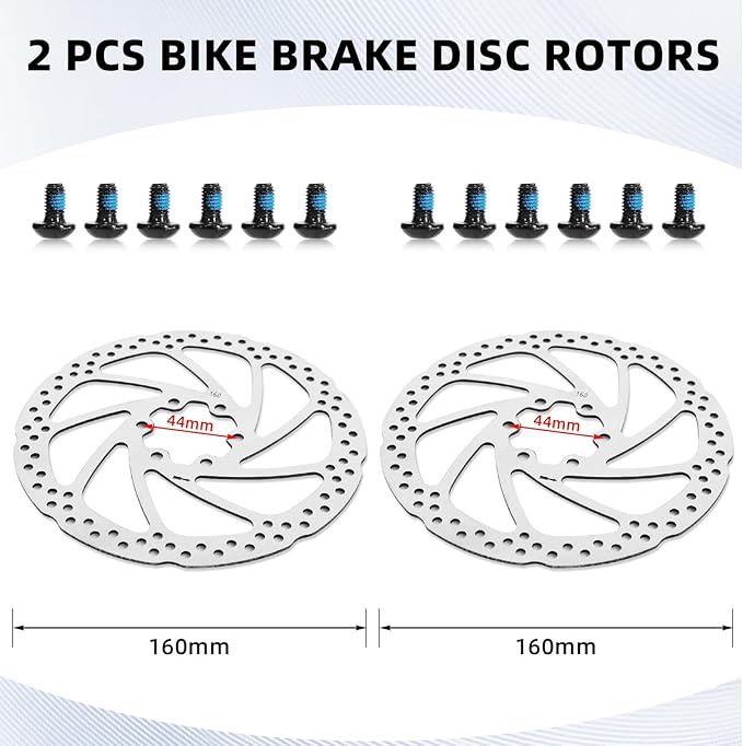 4-Pistons E-Bike Hydraulic Disc Brake Set, 2-PIN Electric Power-Off Hydraulic Brakes Set with 160mm Rotors, Pre-Bled with Mineral Oil Brakes Kit for eBike, MTB, Electric Scooters
