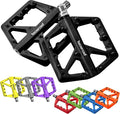 MTB Pedals Large Mountain Bike Pedals, Lightweight Nylon Fiber Composite Bicycle Platform Pedals, Grippy Pedals w 18 Pins, Cr-Mo Spindle fit w 2 Bearings, Clipless Pedals for BMX MTB Bike 9/16"