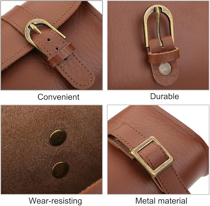 Tbest Retro Brown Wicker Accessories,Retro Artificial Leather ycle Front Frame Bag Pouch Cycling Accessory Leather Bag alforjas bicicleta vintage leather bag
