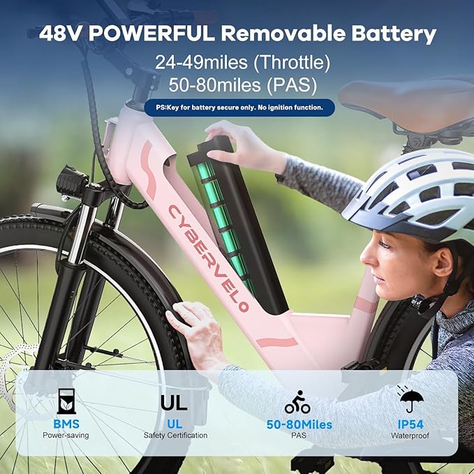 1000 Peak Electric Bike for Adults,up 80 Miles 25AH Removable Battery Ebike, 26" Electric E Bike with 7-Speed,Adult Electric Bicycles for Commute Beach Snow Man Womens All Terrain