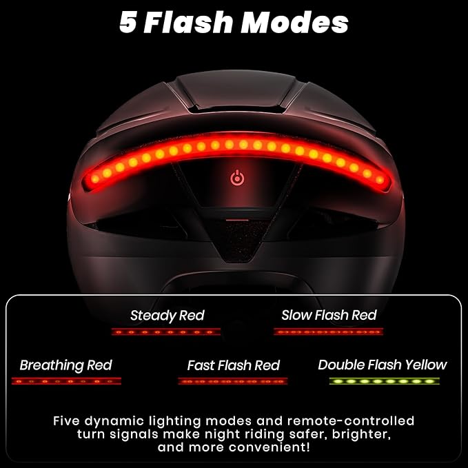 Favoto Smart Bike Helmet with Light – Dual Shell CPSC Certified Ebike Helmet with Turn Signals for Road Cycling City Commuting
