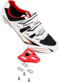 Venzo Bicycle Men's Road Cycling Riding Shoes - 3 Straps - Compatible with Look Delta & for Shimano SPD-SL - Perfect for Road Racing Bikes - White - 7.5 US Men