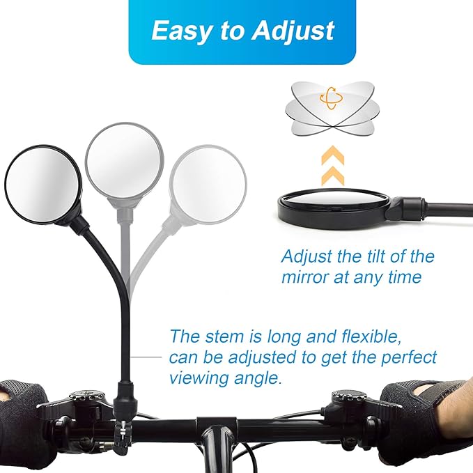 Coitak Bike Mirror, Adjustable Handlebar Rear View Mirrors, 2 PCS Convex Mirror Universal For Bike Bicycle