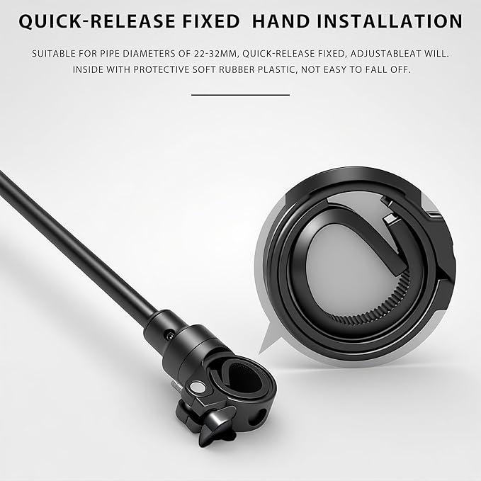Bike Mirror Handlebar Mount – Adjustable Wide-Angle Rear View Mirror, Tool-Free Clamp for 22–32 mm Handlebars Suitable for bicycles, electric bicycles, motorcycles, scooters, etc.