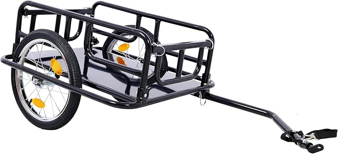 Bike Cargo Trailer, Bicycle Trailer, 110 Lbs Load Capacity, Heavy-Duty Bike Trailer Storage Cart, Foldable Compact Storage with Universal Bike Hitch, 16" Wheels & Reflectors for Camping