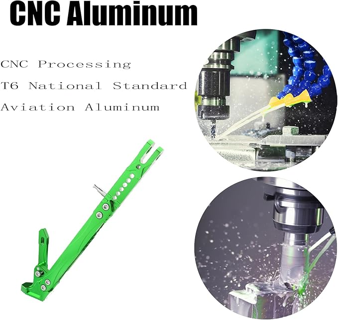 Universal Lengthened Adjustable Long Kickstand CNC Aluminum Alloy Motorcycle Long Kickstand Accessories Motor Modified Tripod Holder Kickstand Foot Side Support Stand Dit Pit Bike (Green)