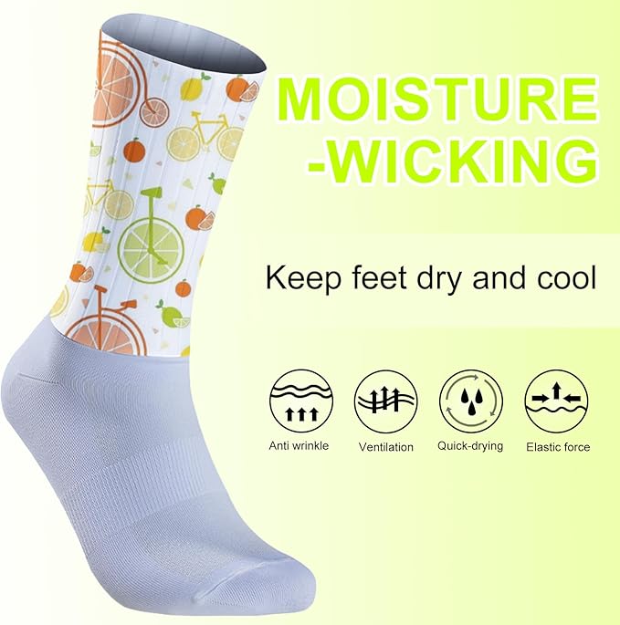 Cycling Socks Athletic Crew Socks Breathable Cushioned Compression Running Hiking Socks For Mens Womens