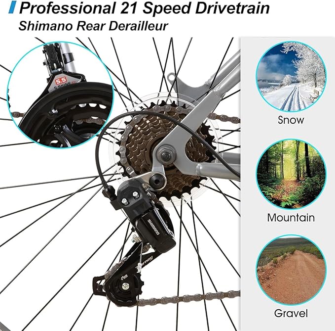 HILAND Adult 26 Inch Mountain Bike, Mens Womens Bicycle, High-Carbon Steel Frame Mountain Bicycle, Sport MTB for Adults, Multi-Color