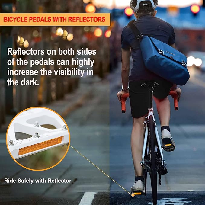 Bike Pedals 9/16 Inch - Bicycle Pedals with Reflectors - 3 Sealed Bearings MTB Pedals Wide Platform Pedals for Mountain Bike, BMX, Road Bike Pedals