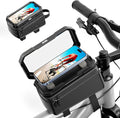 KDD Bike Front Frame Bag with Waterproof Phone Holder, Mountain Cycling Storage Pouch, Handlebar Bag with Phone Mount, Bicycle Accessories for Top Tube, Fit for iPhone 17 Pro Max, Cellphone Under 7''