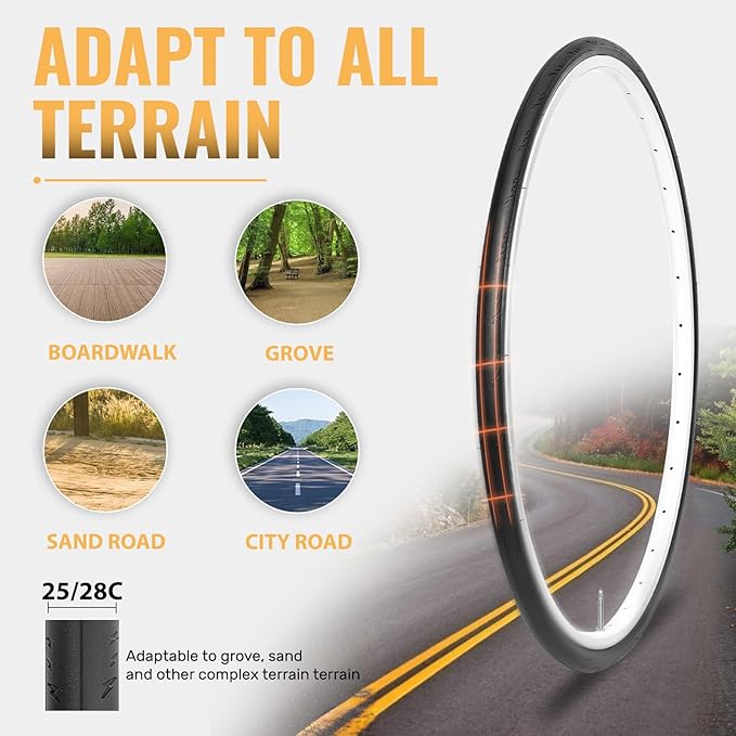 Hycline Road Bike Replacement Tire: 700x25C/700x28C/700Cx35C Folding High-Performance Wear-Resistant Bicycle Tires for City Commuter Road