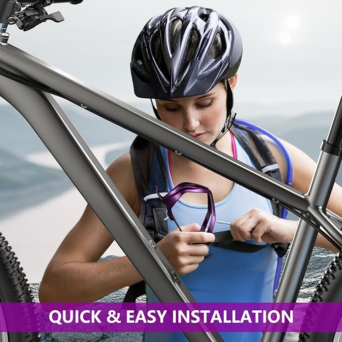 Bike Water Bottle Holder Bicycle Cage for Mountain Road MTB Gravel Adult Bikes Cycling Universal Carrier Rack 2 Pack Aluminum Alloy Ultralight Kettle Drink Accessories Purple
