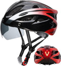 Adult Bike Helmet, Bicycle Helmet with Rear LED Light & Detachable Magnetic Goggles,Cycling Helmet Adjustable for Men Women Mountain & Road