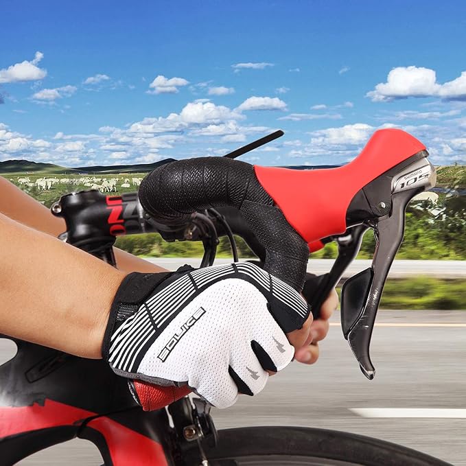 Souke Sports Cycling Bike Gloves - Padded Half Finger Bicycle Gloves with Shock-Absorbing, Anti-Slip, Breathable MTB & Road Biking Features for Men & Women