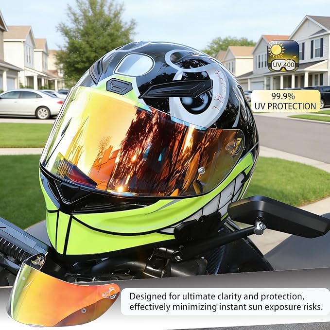 Motorcycle Helmet Visor for AGV K1 K1S K3SV K5 K5S, Anti-Scratch UV Protected Full Face Shield, High-Definition Tinted Mirror PC Lens, Day & Night Riding (Transparent Revo Red)