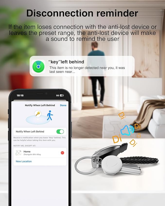 Air Smart Tracker Tags-4 Pack - GPS Tracker Bluetooth Key Finder Compatible with Apple Find My (iOS Only), 80dB Loud Beep for Bike, Wallets, Luggages, Bags,Replaceable Battery